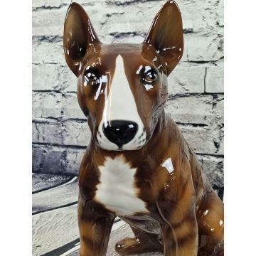 Bullterrier Porzellanfigur sitzend ca.45-47cm getromt