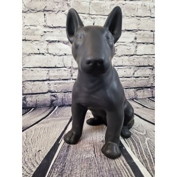 Bullterrier Porzellanfigur sitzend ca.45-47cm schwarz matt