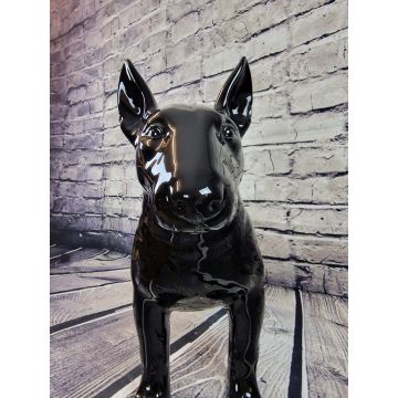 Bullterrier Porzellanfigur stehend schwarz ca.55x50 cm Lebensgrösse XXL