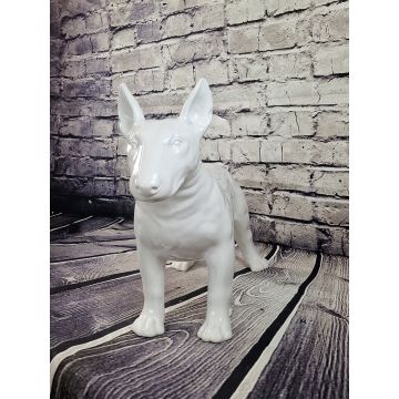 Bullterrier Porzellanfigur stehend weiss ca.55x50 cm Lebensgrösse XXL