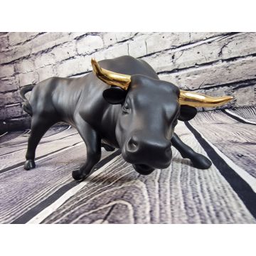 Bull black matt, horns gold 50x25x22 cm (photo follows)