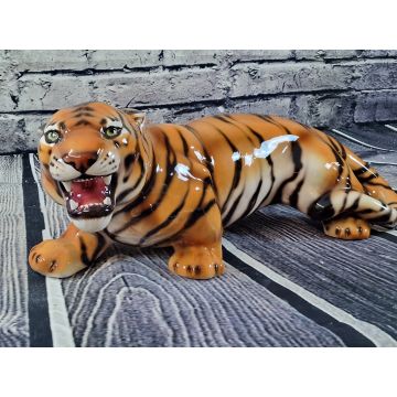 Tiger lauernd lack schwarz ca.65x25x25cm, natural Look