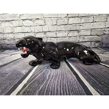Panther lauernd lack schwarz ca.65x25x25cm, natural Look