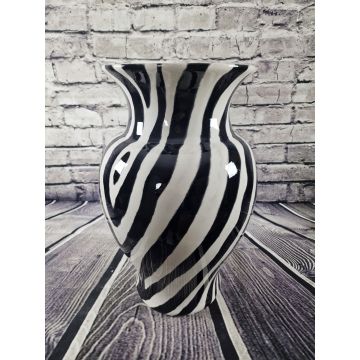 Keramikvase/ Regenschirmständer 51cm - schwarz/weiss Zebra Look