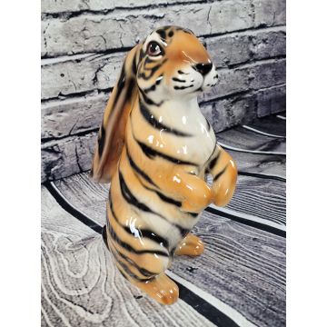 Hase Tiger Look Porzellanfigur 37cm