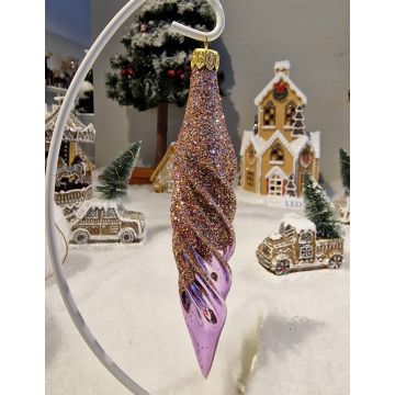 Weihnachtsdekoration Baumschmuck Glas Eiszapfen, handdekoriert, ca.16cm 