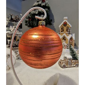 Weihnachtskugel, 10cm, Glaskugel, orange, Weihnachtsdekoration