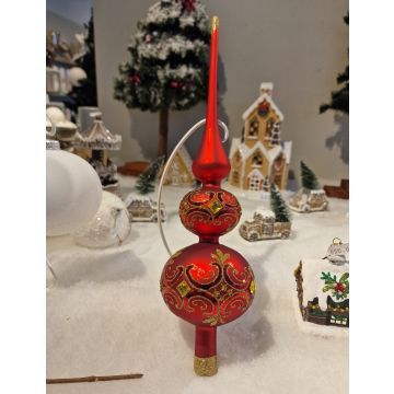 Weihnachtsdekoration Baumspitz, handdekoriert Glas, 38cm 