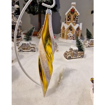 Weihnachtsdekoration Baumschmuck Glas Eiszapfen, handdekoriert, ca.16cm 