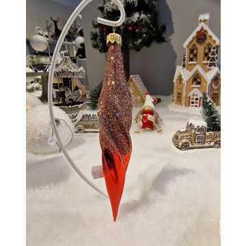 Weihnachtsdekoration Baumschmuck Glas Eiszapfen, handdekoriert, ca.16cm 