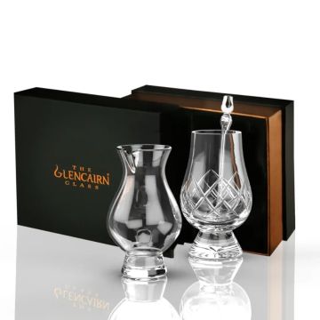 Glencairn 3er-Set,1xCut-Whisky-Glas 170ml das Original +Wasserkrug 284ml o.Griff + Pipette inkl. Premium Geschenkverpackung