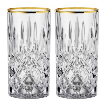 Nachtmann Noblesse GOLD Longdrink Set x2 Gläser 395ml GOLD RAND