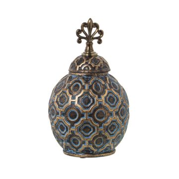 Keramikvase mit Deckel, 17x27cm, gold-blau