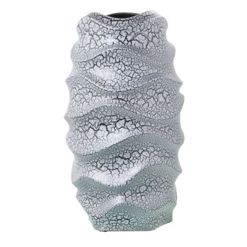 Vase, Keramik, 23x40cm, grau-silber