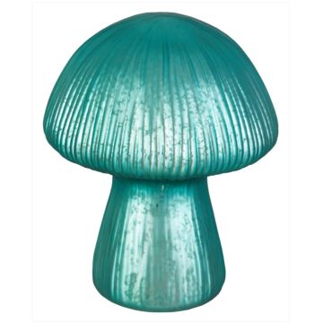 LED Pilz aus Glas türkis ca.23cm