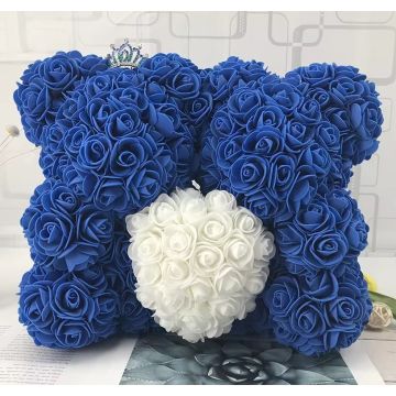 Zwilinge/ Pärli Rosenbären ca 25 cm royal blau weisses oder rotes Herz