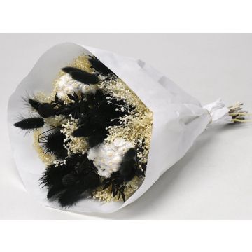 Trockenblumen Strauss Set ca 40cm schwarz/weiss