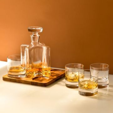 Whisky-Set, Krosno Sterling, Kristall Set: 5xStück , 4x300 ml Gläser+1x900ml Karaffe inkl. Premium Verpackung