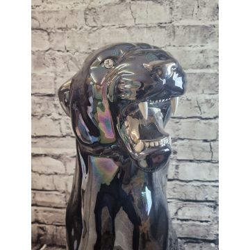 Jaguar metallisch Vase/Regenschirmständer sitzend ca 85 cm Swarovski Kristalle