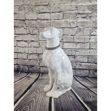 Windhund Porzellanfigur weiss/silber ca.60 cm