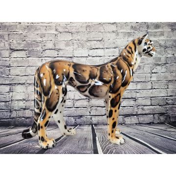 Nebelparder stehend 86x70cm natural Look, Swarovski Kristalle