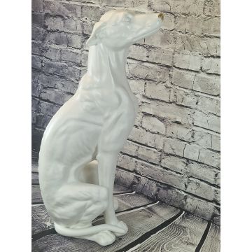 Windhund Porzellanfigur weiss matt/gold ca.86 cm