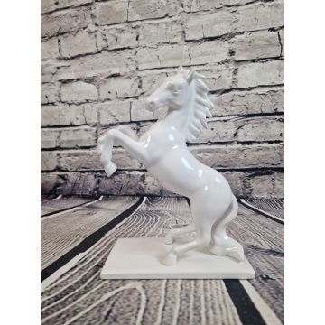 Porcelain horse figurine 23x27cm white glossy, with base