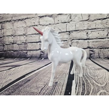 Einhorn Porzellanfigur stehend ca.24cm x 21cm weiss, Horn rosa