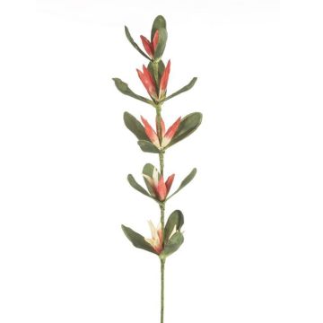 Branche décorative tropicale fleur artificielle, vert-rouge