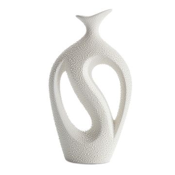Ceramic vase drop, 35cm beige/white