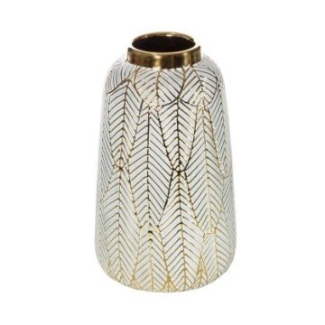 Ceramic vase, 27cm, gold-white, decoration