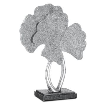Decoration silver ginkgo leaves stand 33cm 