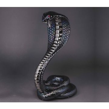 Luxurylinie Cobra figurine en porcelaine ca 76cm métallique, permutt, argent, yeux Swarovski