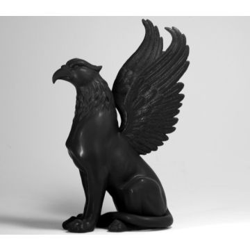 Griffon noir mat figurine en porcelaine 30x40x66cm