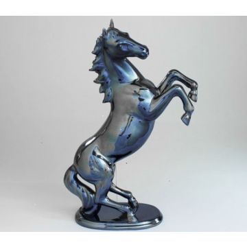 Porcelain horse figurine 54cm metallic - on request
