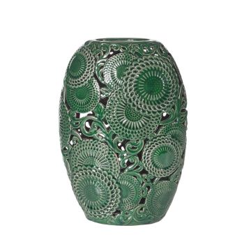 Keramikvase, 33.5cm, grün, Spitze Stil