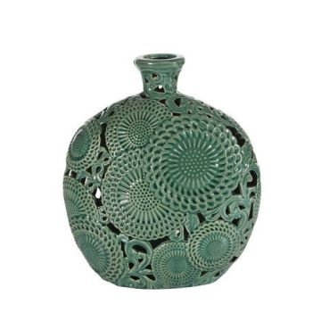 Ceramic vase, 40cm, green, lace style