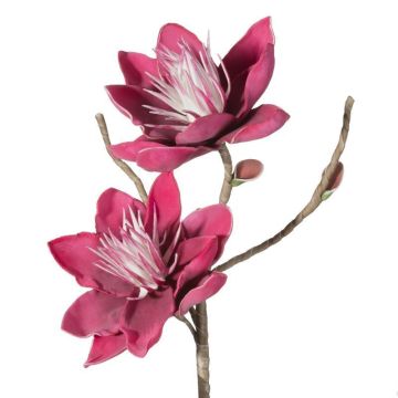 Magnolia, fleur décorative, rose foncé, 84x10 cm, tige et fleur pliables