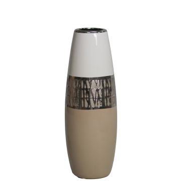 Keramikvase ca.12x30cm sweiss-silber-beige