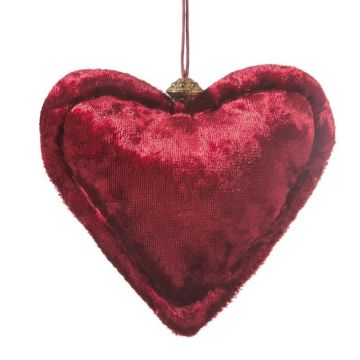 Decoration, 10x10cm, bordeaux heart, velvet