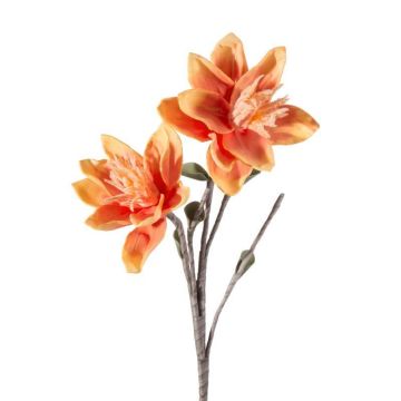 Magnolia, fleur décorative, orange, 84x10 cm, tige et fleur pliables