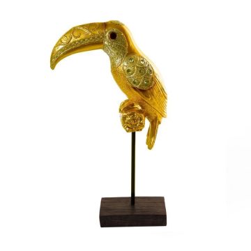 Décoration oiseau toucan doré 40cm