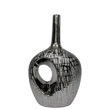 Keramikvase ca.18x31cm silber-anthrazit 