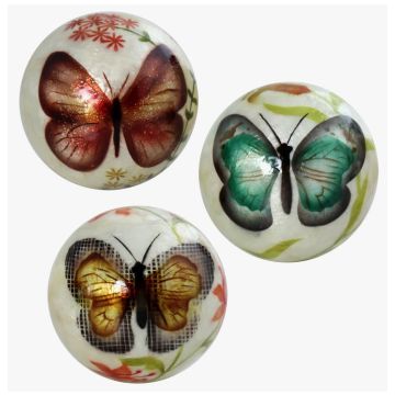 Maritime/summer decoration ambience baubles butterfly mother-of-pearl 11cm
