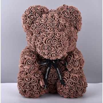 Rose bear approx. 40 cm chocolate brown with bow