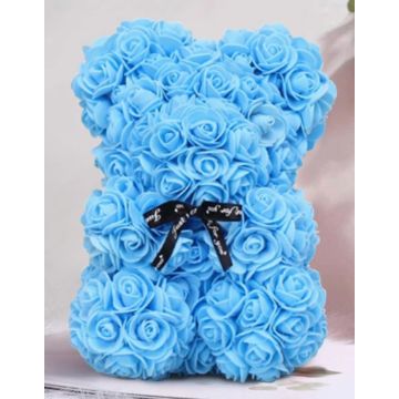 Rosenbear ca 25 cm bleu, avec noeud
