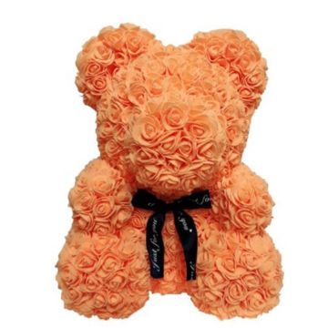 Rose bear approx. 40 cm orange with bow