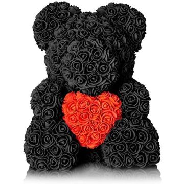 Rose bear approx. 40 cm black, red heart