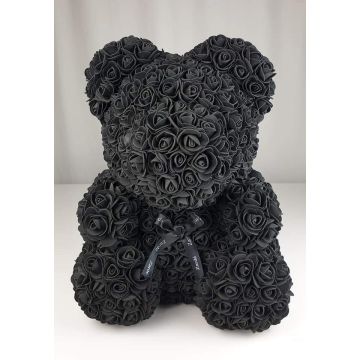 Rose bear approx. 40 cm black with bow