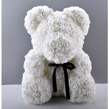 Rose bear approx. 40 cm white with bow